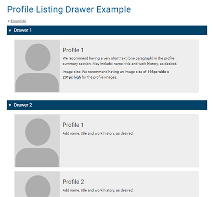 Profile listing drawer thumbnail