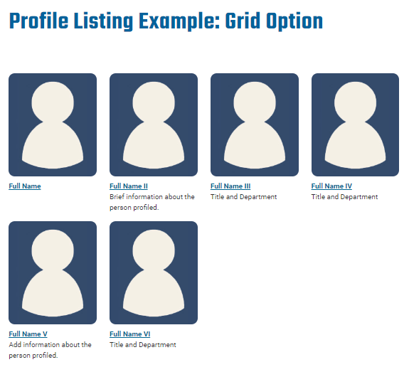 Profile listing - grid option - thumbnail